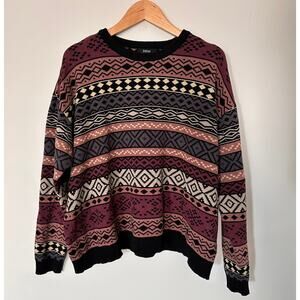 Social Collision Hot Topic Earth-Tone Pattern Stripe Girls Sweater S/M